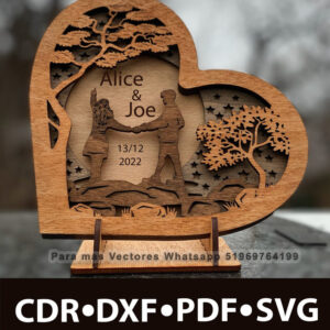 Letrero Corazón 3D en Capas Personalizable para Corte Láser