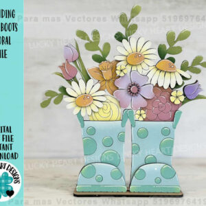 Vector Botas de Lluvia Florales de Pie para Corte Láser