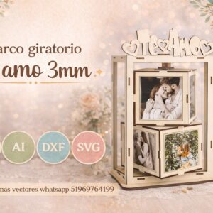 Marco giratorio “Te Amo” para 3 mm – Diseño romántico para corte láser