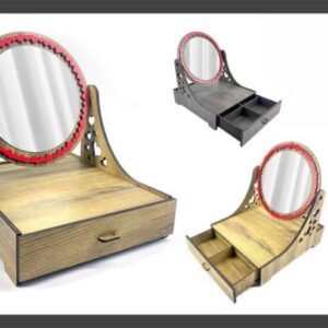 Organizador de Maquillaje con Espejo y Cajones – Diseño Funcional para Corte Láser