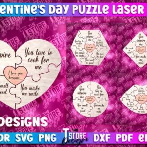 Rompecabezas romántico de San Valentín para corte láser – Pack creativo y emocional