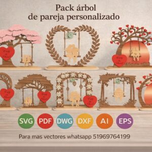 Pack de Árbol de Pareja Personalizado – Pack Romántico para Corte Láser