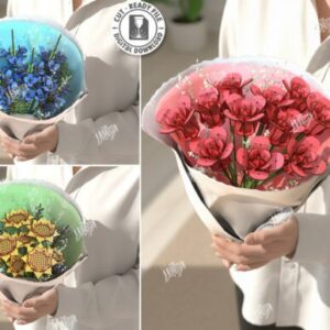 Paquete de Ramo de Flores en Madera – Diseño Elegante para Regalos que Perduran