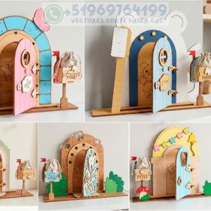 Puerta Mágica del Ratón de los Dientes en MDF 3D – Pack Decorativo Infantil para Corte Láser