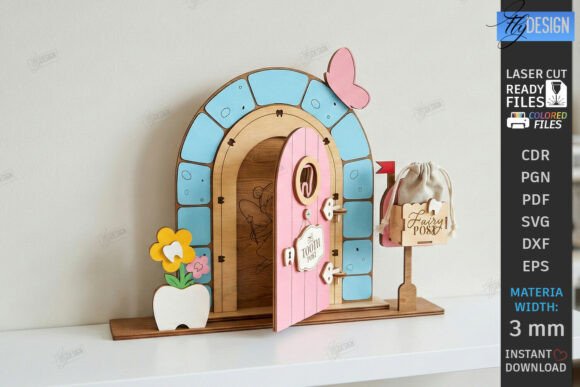 Puerta Mágica del Ratón de los Dientes en MDF 3D – Pack Decorativo Infantil para Corte Láser - Imagen 2