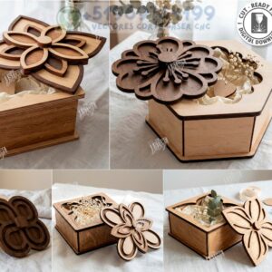 Cajas de Regalo Florales 3D en MDF – Pack Elegante para Corte Láser CNC
