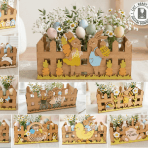 Cestas decorativas de Pascua en madera – Pack festivo para corte láser CNC
