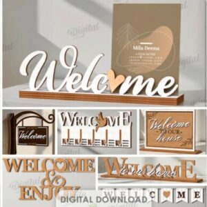 Letreros de Bienvenida 3D para Corte Láser – Colección Moderna y Elegante en Madera