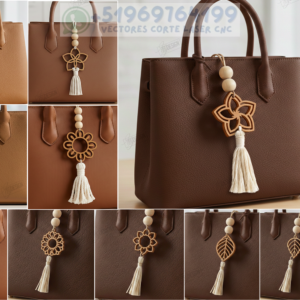 Colgantes Florales en MDF para Bolsos – Pack de Accesorios Decorativos Corte Láser