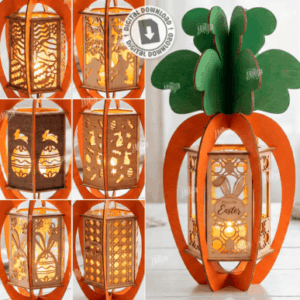 Faroles de Pascua en forma de zanahoria – Pack decorativo para corte láser CNC