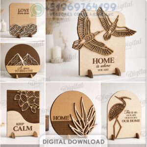 Colección de Letreros Decorativos 3D para Hogar en MDF – Diseño Moderno para Corte Láser