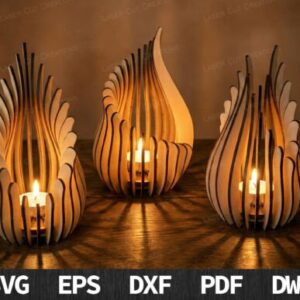 Linternas lampara Decorativas en Forma de Llama – Iluminación Escultural en Madera