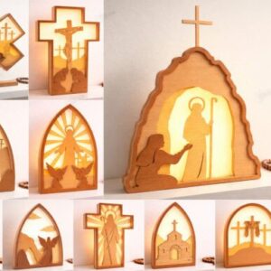 Luces de Noche de Pascua en Capas 3D – Diseños Religiosos para Corte Láser