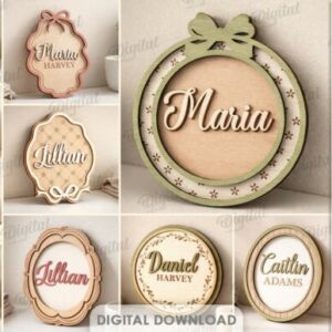 Placas de nombre personalizadas en madera – Pack CNC para corte láser