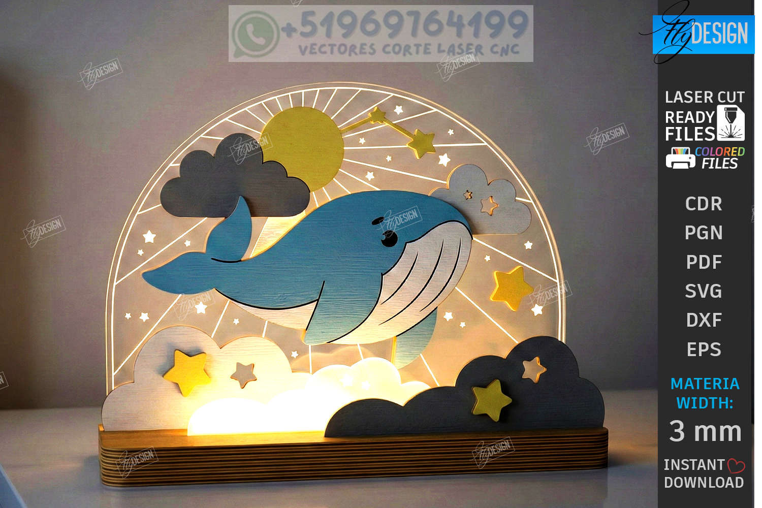Colección Luz Mágica Infantil 3D – Lámparas Decorativas en Capas para Corte Láser - Imagen 4