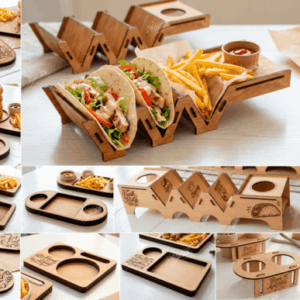 Bandejas Modulares para Wraps y Papas Fritas charcuteria – Diseño Funcional para Corte Láser