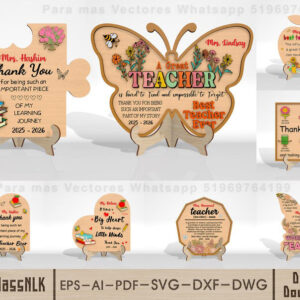 Pack Placas Personalizadas de Agradecimiento para Profesor en MDF