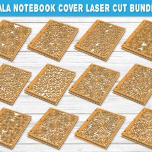 Cubiertas de cuaderno con mandalas en madera – Pack artístico para corte láser CNC