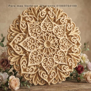Mandala Floral Multicapa en MDF para Corte Láser