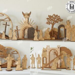 Escenas Bíblicas de Pascua en Capas para Corte Láser – Colección Narrativa en Madera