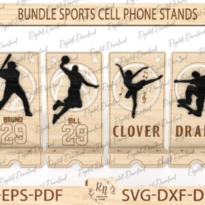 Soportes deportivos para celular en madera – Bundle para corte láser