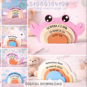 Adornos Personalizados para Bebés Recién Nacidos – Pack de 10 Diseños para Corte Láser