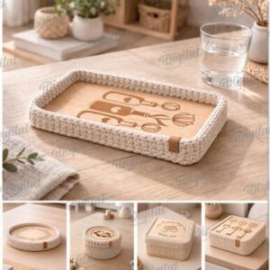 Set de Bases para Bandejas con Crochet – Diseños Decorativos para Corte Láser