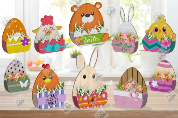 Pack de Cajas y Decoraciones de Pascua con Animales Tiernos – Corte Láser