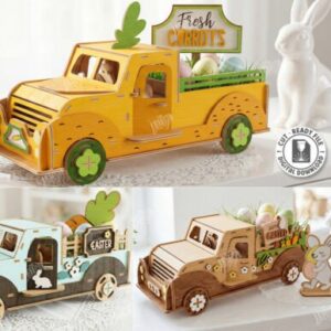 Pack de Camión de Pascua 3D para Corte Láser – 3 Diseños Decorativos