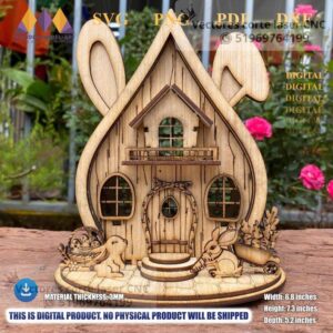 Casa de Conejo Decorativa en MDF para Corte Láser