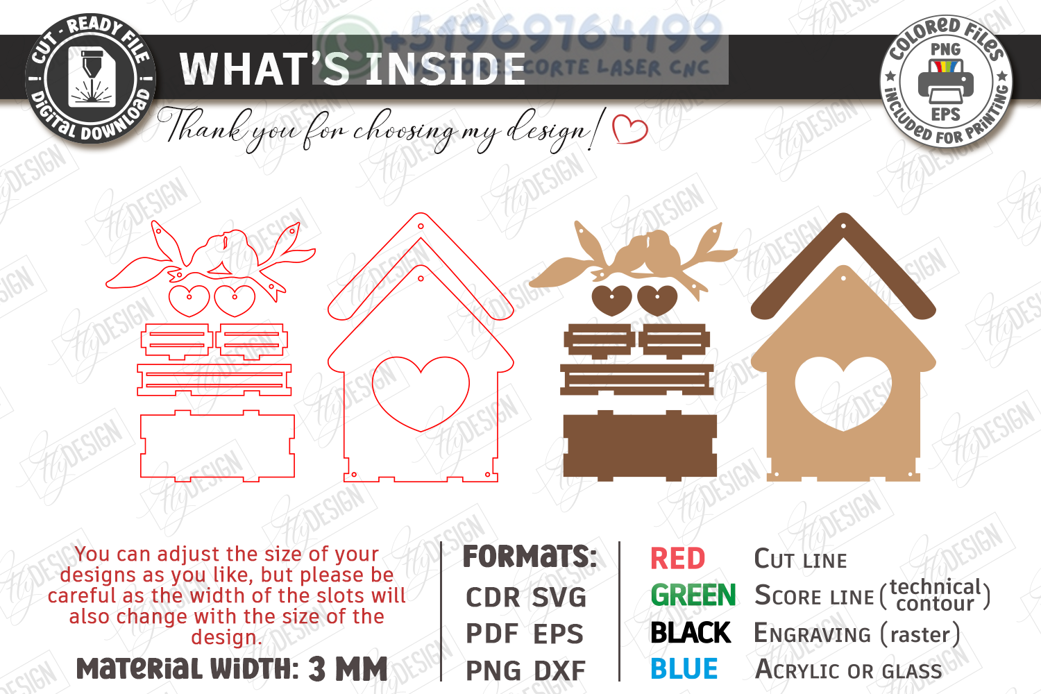 Pack de 10 Casitas Decorativas para Pájaros – Decoración de Pared para Corte Láser - Imagen 2