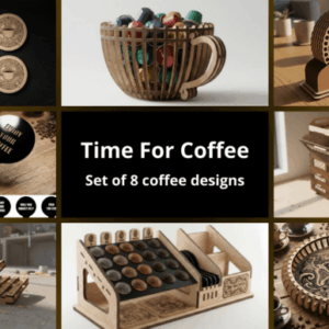 Set Time For Coffee – Colección de 8 Diseños de Café para Corte Láser
