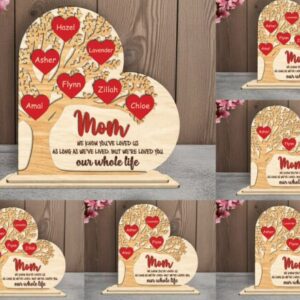 Árbol de Amor para Mamá con Corazones Personalizados – Decoración Familiar para Corte Láser