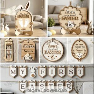 Pack de Cuadros “My First Easter” para Bebés – 10 Diseños Decorativos para Corte Láser