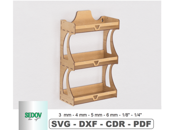 Estantería de pared de tres niveles – Organizador vertical para corte láser en MDF