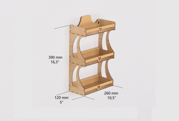 Estantería de pared de tres niveles – Organizador vertical para corte láser en MDF - Imagen 2