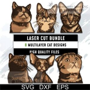 Pack Gatos Multicapa en MDF para Corte Láser