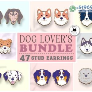 Gran lote de pendientes aretes de botón para amantes de los perros