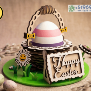 Centro Decorativo de Pascua con Huevo en Cesta SVG y STL para impresion 3D (huevo) – Diseño 3D para Corte Láser