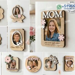Pack de Marcos de Fotos para el Día de la Madre – 10 Diseños Decorativos para Corte Láser