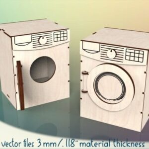 Lavadora Miniatura para Casa de Muñecas – Diseño Funcional para Corte Láser