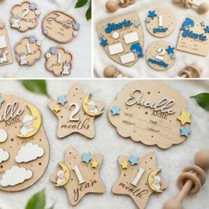 Pack de Placas de Hitos para Bebé Personalizadas – 3 Diseños para Corte Láser