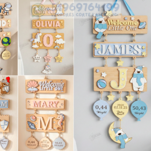 Letrero Personalizado de Bienvenida para Bebé en Capas 3D | Archivo para Corte Láser (DXF + SVG)