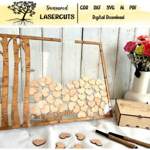 Libro de Firmas de Boda en Madera – Diseño Interactivo para Corte Láser