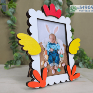 Marco de Fotos Infantil con Forma de Pollito de Pascua – Diseño Decorativo para Corte Láser
