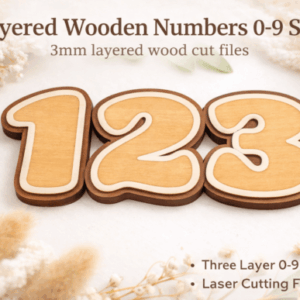 Números de Madera en Capas 0–9 – Diseño Multicapa para Corte Láser