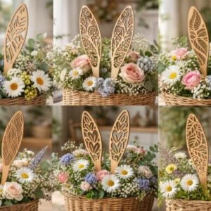 Pack de Orejas de Conejo Decorativas para Canastas de Pascua – 6 Diseños para Corte Láser
