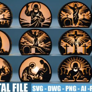 Pack de Cuadros Cristianos con Luz de Fondo – 9 Diseños para Corte Láser