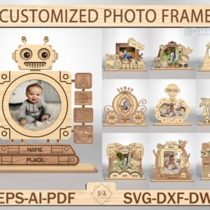 Pack de marcos de fotos personalizados para nacimiento de bebé