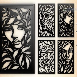 Panel decorativo con rostro femenino para corte láser